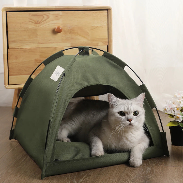 Pet Tent Bed for Cats - Warm Winter Clamshell Kitten Tent